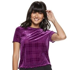 Nine West | Purple Velvet Houndstooth Plaid Top | Small